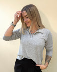 Biara Pullover mit Kragen in Hellgrau