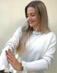 Weicher Rüschen-Pullover in Creme