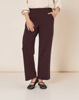 Plus Size Feine Hose mit weitem Bein in Aubergine