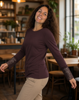 Longshirt mit Spitze in Aubergine