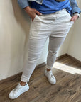Jogg Pants mit Glitzer-Bändel in weiß