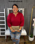 Bluse in bordeaux mit 3/4 Ärmeln