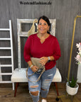 Bluse in bordeaux mit 3/4 Ärmeln