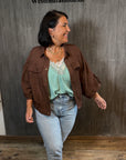 Jacke mit geknöpfter Vordertasche in braun