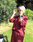 Bluse mit markanten Knopdetails in Blutrot
