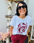 Plus Size Shirt mit Print in Bordeaux