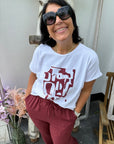 Plus Size Shirt mit Print in Bordeaux