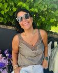 Top mit Spitze in Satinoptik Gr. XS-L