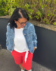 Bluse mit Bindedetail in weiß