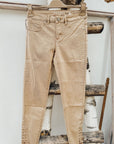 Stretch Jeans mit Flecht-Details in navy und beige