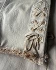 Stretch Jeans mit Flecht-Details in navy und beige