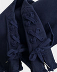 Stretch Jeans mit Flecht-Details in navy und beige