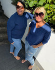 Pullover mit hohem Ausschnitt in tollem Blauton