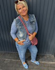 Stretch Mom Jeans mit Herzchen