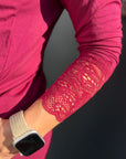 Langarmshirt mit Spitzenbündchen in Rhododendron