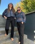 feine Hose mit gradem Bein in Schwarz