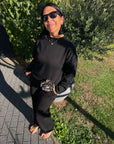 feine Hose mit gradem Bein in Schwarz