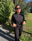 feine Hose mit gradem Bein in Schwarz