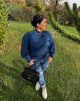 Pullover mit Puffärmeln in Blau