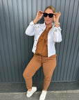 7/8 Hose in Leinenoptik in Toffee