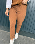 7/8 Hose in Leinenoptik in Toffee