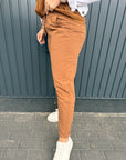 7/8 Hose in Leinenoptik in Toffee