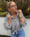 gestreifte Bluse aus Viskose in 3 Farben