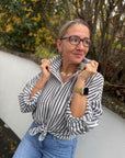gestreifte Bluse aus Viskose in 3 Farben