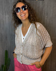 Cardigan mit Strickmuster in Creme