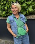 Baumwoll Shirt mit V-Ausschnitt in Salbei