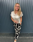 Kurzarm Glanz-Bluse in Beige