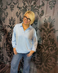 Banu Pullover mit Kragen in Hellblau