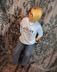 Banu Pullover mit Aufschrift in Hellblau
