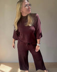 Banu Shirt mit hohem Ausschnitt in Aubergine