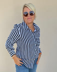 Gestreifte Bluse in Navy