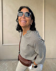 Edle Bluse mit Hahnentrittmuster