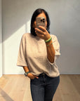 Pullover mit mittellangen Ärmeln und weicher Textur in Sand