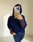 Pullover mit mittellangen Ärmeln und weicher Textur in Blau