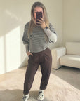 Edle Hose mit Bundfalte in Braun (8694)