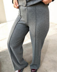 feine Hose mit weitem Beinschnitt in Anthrazit