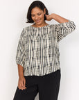 Plus Size Bluse mit abstraktem Print und 3/4 Ärmeln