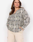Plus Size Bluse mit abstraktem Print und V-Ausschnitt