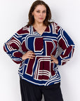 Plus Size Bluse mit geometrischem Print