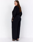 Langarmshirt mit Spitzenbündchen in Schwarz