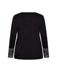 Langarmshirt mit Spitzenbündchen in Schwarz