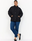 Plus Size Teddy Jacke in schwarz
