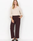 Plus Size Feine Hose mit weitem Bein in Schokolade