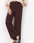 Plus Size Feine Hose mit weitem Bein in Schokolade