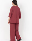 Shirt mit Dreiviertel-Ärmeln in Blutrot