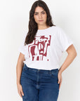 Plus Size Shirt mit Print in Bordeaux